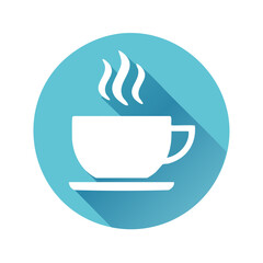 Poster - Steaming Cup Icon Hot Drink Coffee Tea Refreshment Cafe Bistro Circle Shape