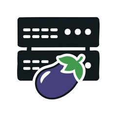 Poster - Stylized Server Icon Featuring Aubergine Vegetable Data Center Hybrid