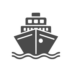 Poster - Front View of a Large Ship on the Water with Waves Isolated Silhouette