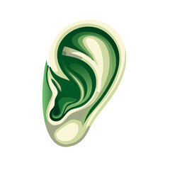Poster - Abstract ear art with swirling greens and cream tones in flowing design