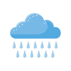 Poster - Illustration of a blue rainy cloud. Weather forecast and meteorology symbol with raindrops