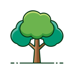Aufkleber - Colorful Cartoon Tree Illustration with Green Foliage and Brown Trunk