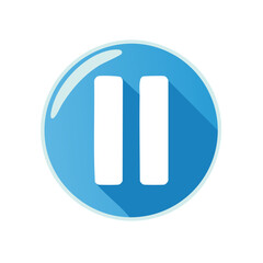 Aufkleber - Digital Media Pause Button Icon in Blue with Long Shadow for App Design