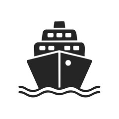 Poster - Front View of a Large Cruise Ship on the Ocean Waters Simple Vector, Vacation, Travel Concept Graphic