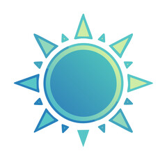 Poster - Hand-drawn blue sun with triangle rays, vector illustration of summer, simple stylized graphic design