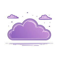 Poster - Whimsical Purple Clouds and Stars Illustration for Design Projects and Creative Backgrounds