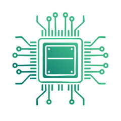 Poster - Gradient Green Microchip Icon Isolated on White Technology and Innovation Concept
