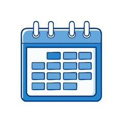 Poster - Simple blue calendar icon with grid, illustrating planning and time management.