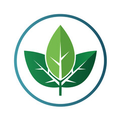 Aufkleber - Three Green Leaves Inside Circle Graphic Element, Ecology Concept, Environment Logo