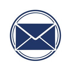 Poster - A Simple and Clean Graphic Icon of a Blue Envelope Inside a Double Circle, Ideal for Mail or Communication Themes