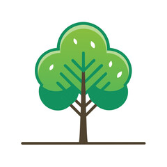 Aufkleber - Stylized Green Tree Icon with Glossy Leaves and Brown Trunk for Nature Concepts and Design Elements