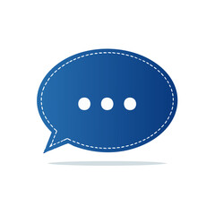 Fototapete - Simple Blue Speech Bubble with White Dots and Outline, Message Icon