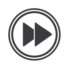 Poster - Fast Forward Button Icon in Circle Frame. Media Player Control, Skip Track, Advance Mode, Stream Playback Symbol