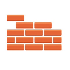 Poster - Cartoon graphic of orange brick wall construction with staggered pattern masonry