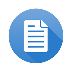 Poster - White Document File Icon on Blue Circle Background, Folded Corner and Shadow