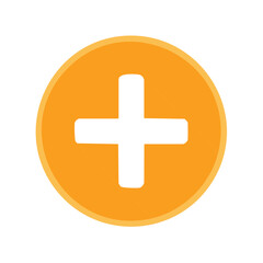 Poster - Orange Circle with White Plus Sign Icon for Addition or Medical Concepts