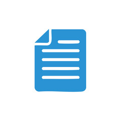 Poster - Blue document icon with lines. Symbol for content, file, page and paper. Simple illustration for design asset.
