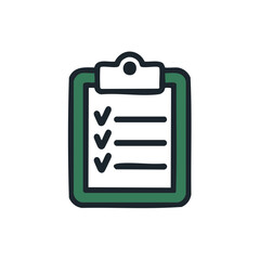 Poster - Green Clipboard with Checkmarks Task Completion and Line Items Illustration