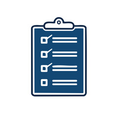 Aufkleber - Blue clipboard with checkmarks and lines depicting a checklist or survey, list of completed tasks, forms, or to-do items.
