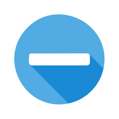 Aufkleber - Minus Sign on a Blue Circle Icon Represents a Negative Symbol Long Shadow