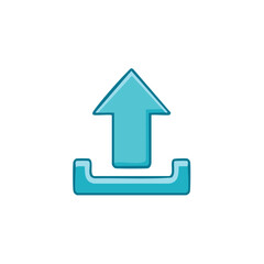 Poster - Teal upload symbol icon; data transfer graphic; uploading, uploading concept