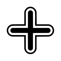 Poster - Simple Black Plus Sign with Rounded Edges Outline Icon Symbol