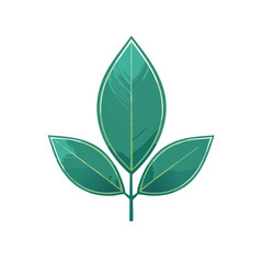 Aufkleber - Illustrated teal leaves with veins growing on a stem, organic botanical design element, environmental concept, vector graphic