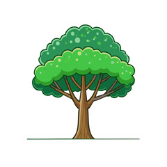 Aufkleber - Illustration of Green Tree with Brown Trunk and Branches on White Background