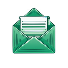 Aufkleber - Green Envelope with Message Communication Notification Open Mail Stationery