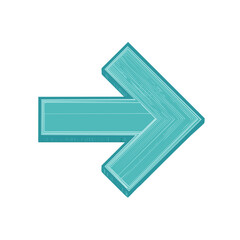 Poster - Retro Style Arrow Direction Icon with Hand-Drawn Lines, Pointing Right, Signalling Forward Movement and Guidance on a Teal-Blue Backdrop