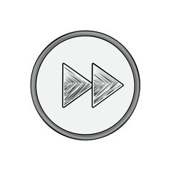 Poster - Forward symbol inside a circle with a striped pattern on a white background