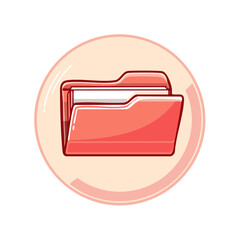 Poster - Open file folder in a circular frame provides efficient storage and access to digital documents for organization
