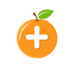 Poster - Orange with Plus Sign Icon Illustration Fresh Fruit Healthcare Concept