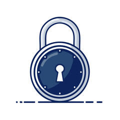 Poster - Vector Illustration of a Blue Round Padlock with Keyhole for Security