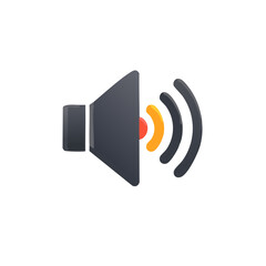 Poster - Sound Symbol: Digital Audio Speaker Icon with Graphic Wave Representation for Volume