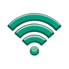 Poster - Abstract Teal Green Wireless Signal Icon for Communication Technology and Network Connection