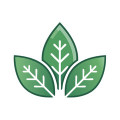 Aufkleber - Three vibrant green leaf emblem with white venation