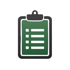 Poster - Clipboard with Checklist, Business Planning Form, Green background and Grey frame, Task and Project Organizer