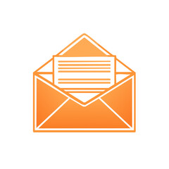 Aufkleber - Open Envelope Graphic Design Featuring Letter, Email Message Notification, Orange Color Style Design