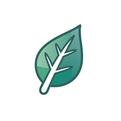 Aufkleber - Single Leaf Icon with Geometric Texture Depicting Green Nature and Sustainability