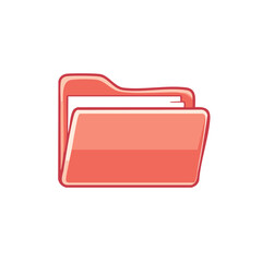 Poster - Open Coral Folder with Documents, Vector Illustration for Data Storage and Management