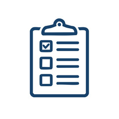 Poster - Icon of a Checklist on Clipboard with Checkmark in One Box and Lines for Items.