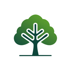 Aufkleber - Stylized Green Tree Icon with Thick Branches for Environmental Concepts