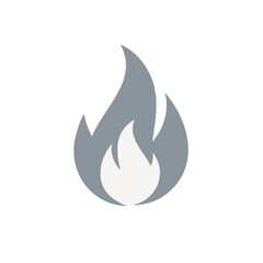 Poster - Minimalist graphic of a bluish-gray stylized flame with a lighter core, flame symbol illustration