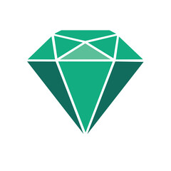 Poster - Geometric Jewel Facet Illustration Emerald Green Crystal Icon Triangle Shapes Simple Design
