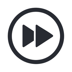 Poster - Forward media control button or icon in black circle. Double arrow graphic design element for fast forwarding