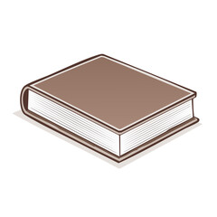 Poster - Closed Hardcover Book Illustration Brown Color Simple Minimalist Reading Education