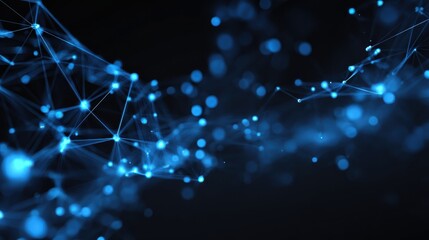 Fototapete - Abstract connected dots on bright blue background. Technology concept, no logos, no brands