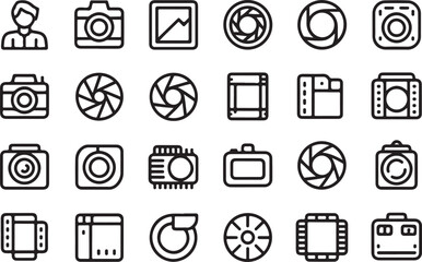 Poster - Camera lens aperture and photography icons film