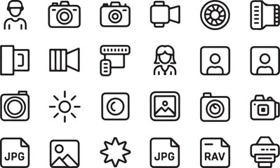 Poster - Camera video person sun image file and printer icons vector